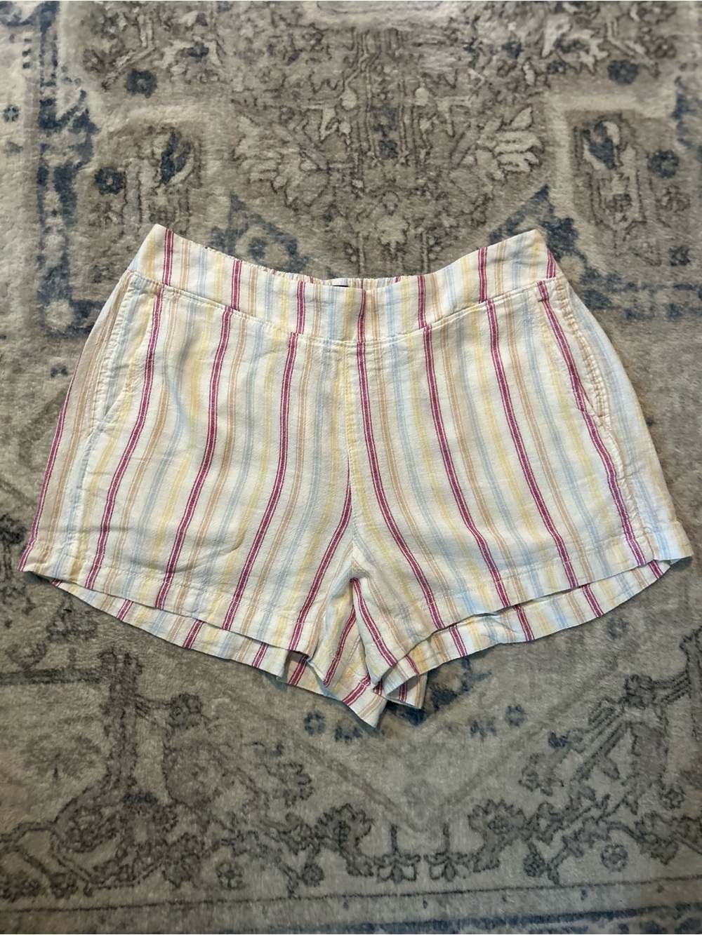 GAP Stripe Summer Linen-Blend Shorts - Pink & Yellow
